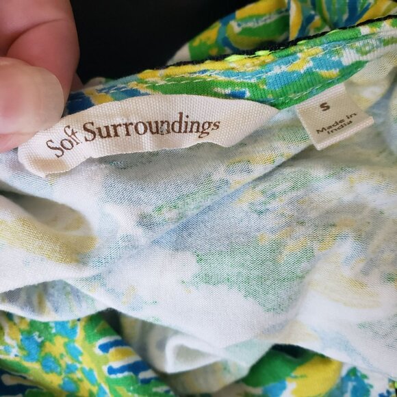 Soft Surroundings Green Colorful Beaded Embroidered Top Boho Artsy Bright S - Picture 6 of 11